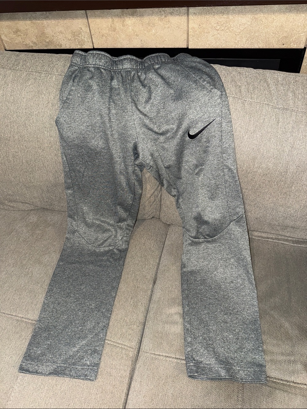Nike Gray Youth Jogger Sweatpants with Black Swoosh